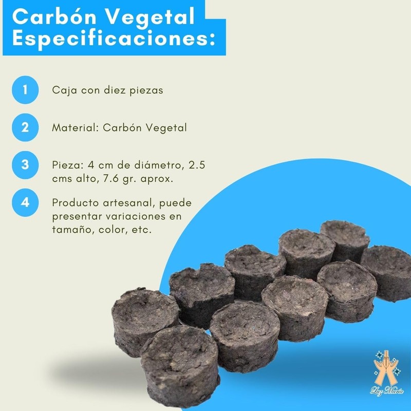 Genérico Luz María- Carbón Vegetal 2 cajitas con 10 pzas