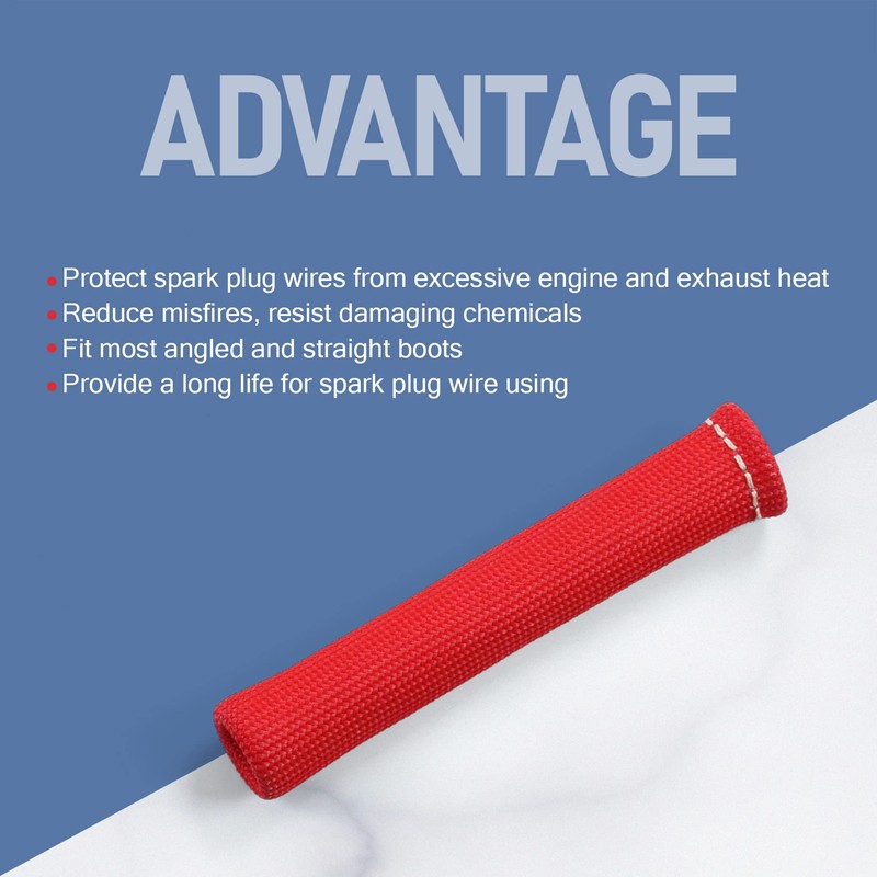 JDMSPEED 8PCS Red 1200° Spark Plug Wire Boots Heat Shield