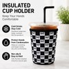 Reusable Ice Coffee Cup Sleeves for Cold Drink 16-32oz(Black Checked