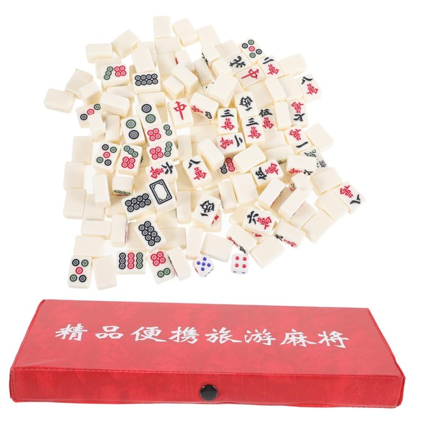 Kisangel 1 Set Mini Mahjong Set Portable Travel Mahjong Tiles