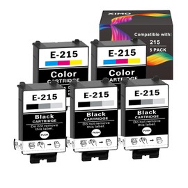 Cartuchos de tinta 215 t215 con tinta pigmentada remanufacturados para impresora WF-110 WF-100 WF100, paquete de 5 (3 negros, 2 tricolores)