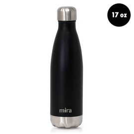MIRA 17 oz Insulated Water Bottle - Stainless Steel Cola Shape Thermos - Double Wall Hot & Cold Flask (24Hr Cold/12Hr Hot) - Matte Black