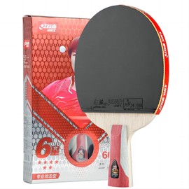 DHS 6002/6006 Pingpong Paddle Table Tennis Racket, Professional 5 Wood Offensive Ping Pong Paddle with Hurricane 8 Sticky Rubber (‎6006-CS-Short Paddle)