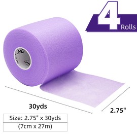 OK TAPE Pre Wrap Tape (4-Rolls, 120 Yards) - Athletic Foam Underwrap for Sports, Protect for Ankles Wrists Hands and Knees, 2.75 Inches - Purple