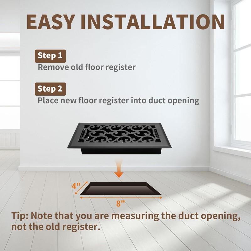 SANYCASA 4x8 Inches Air Floor Vents Register Ease Adjust Air