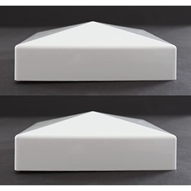 True 5x5 (127mm x 127mm) Plastic Pyramid Vinyl Fence Post Cap Black or White Multiple Quantities for True Actual 5" x 5" Vinyl Posts (2, White)