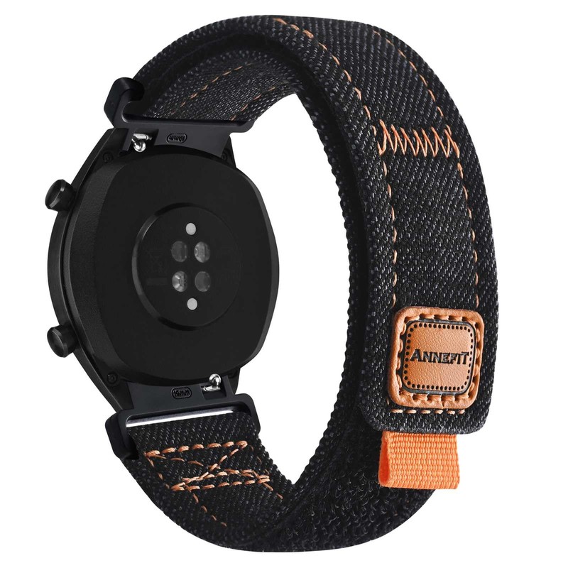 ANNEFIT Denim Watch Band, Casual Watch Replacement Band, Fabric Velcro