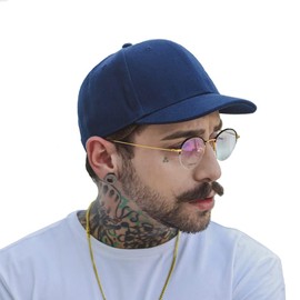 Croogo Short Brim Baseball Cap, Short Brim, Cotton Hat, Men's Baseball Cap, Large Size, Plain, Casual, Sunshade, Simple, Fashionable BB Cap (G-CRT0-Dark Navy)