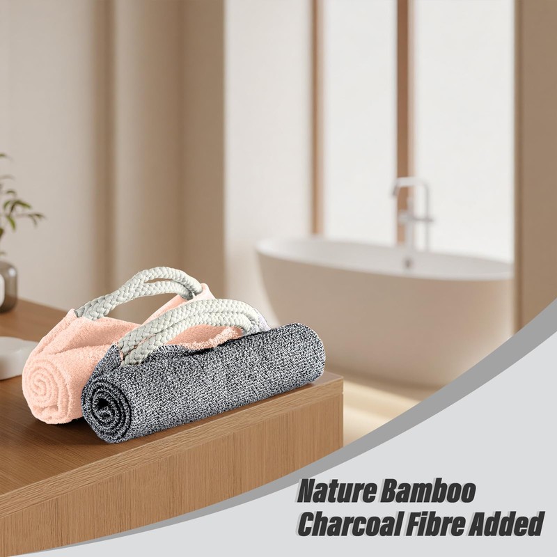 Inmorven Exfoliating Back Scrubber with Handles, Nylon Back Exfoliator, Two
