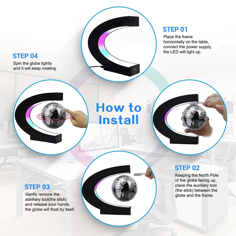 Dracarys ABS Black Floating Globe Premium Quality Ideal for Decoration