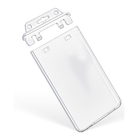 Pawfly - Paquete de 2 soportes para tarjetas de identificación de bloqueo permanente para tarjetas de uso menos frecuente, funda de plástico duro vertical, bolsa protectora de tarjetas para tarjetas