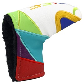 Rife Golf Collectors Edition - Retro L Shape Blade Putter 70s Theme Psychedelic Colorful Groovy Style Headcover. Limited Edition Tour Vintage Leather Style Custom Design Putter Head Cover