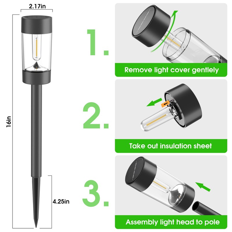 Eyrosa Solar Lights Outdoor, 12 Pack Waterproof Solar Landscape Lighting