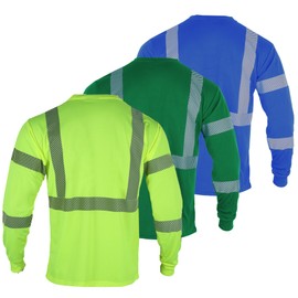 FONIRRA Safety Reflective T Shirts for Men 3pcs Hi Vis Class 2 ANSI Long Sleeve High Visibility Construction Work Shirts
