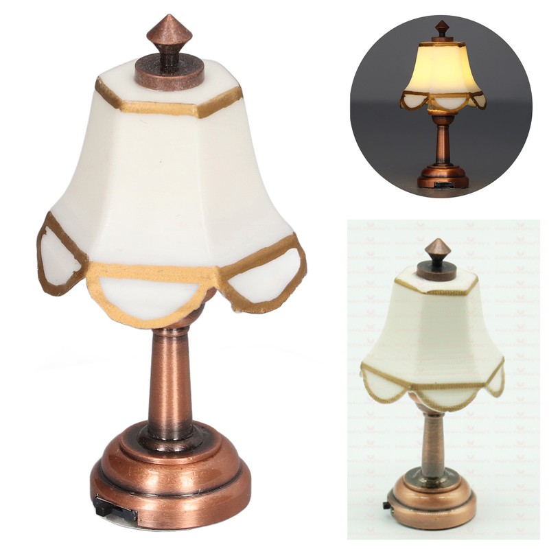 Miniature Lamp 1/12 Scale White 6cm Overall Height Battery Operated
