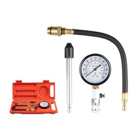 KATSU Petrol Engine Compression Tester Set Fuel Engine Cylinder Pressure Gauge Leakage Test Tool M14 M18 for Automotive Cars Trucks Motorcycles 449854