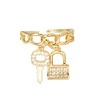 GANGYUN Open Zircon Crystal Lock Key Padlock Cuff Finger Rings