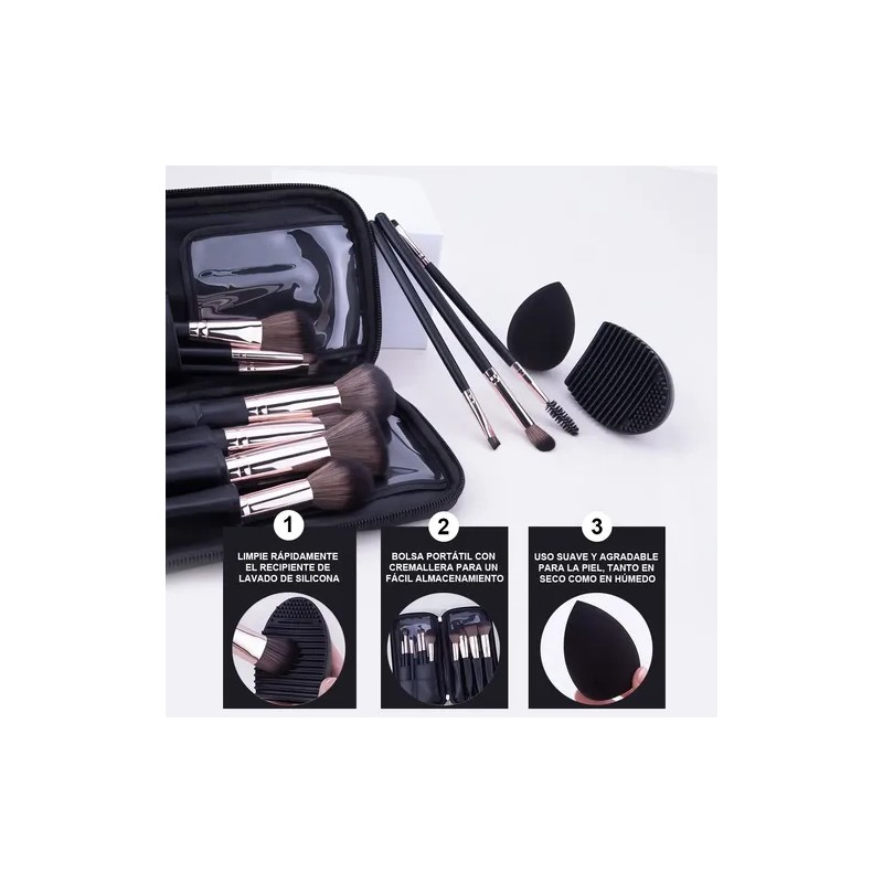Set De Brochas De Maquillaje De 13 Piezas Con Esponja