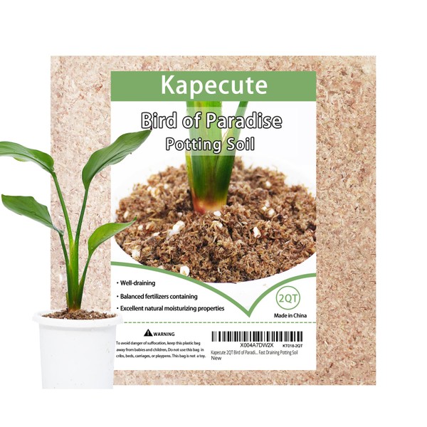 Kapecute 2QT Bird of Paradise Potting Soil, Professionally Formulated Natural