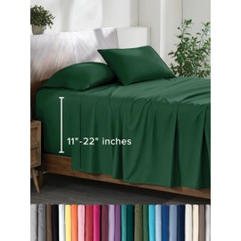 Bare Home King Sheet Set - 22" Deep Pockets - Luxury 1800 Ultra-Soft Microfiber King Bed Sheets - Double Brushed - Easy Fit - 4 Piece Set - Bedding Sheets & Pillowcases (King, Forest Green)