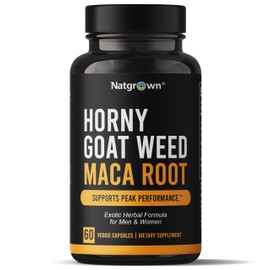 Natgrown Horny Goat Weed and Maca Root Extract Supplement for Men & Women (Epimedium Extract, Hornygoatweed) Vegan Capsules - 60 Ct