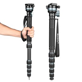Manbily Camera Monopod with 360° Ball Bowl Head and 1/4inch Arca-Swiss Quick Release Plate for DSLR Cameras, Max Load 33lbs/15kg (C-666 PRO)