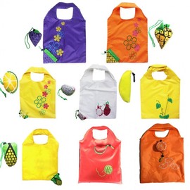 Cute Character Figure Pattern Foldable Tote Shopper Bag with Portable Mini Pouch R27 Free Size/Banana 20ea