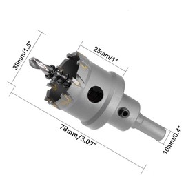 38mm TCT Hole Saw, 1-1/2” Cutting Diameter Tungsten Carbide Tipped Hole Cutter Opener, for Stainless Steel Metal Plate Aluminum