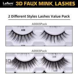 Laflare Premium Silk Lashes 3D Faux Mink Eyelashes Multipack, Light, Natural Looking, Professional Easy to Apply Eyelashes in a Knitted Style 10 Pairs Jumbo Pack (GSR10P)