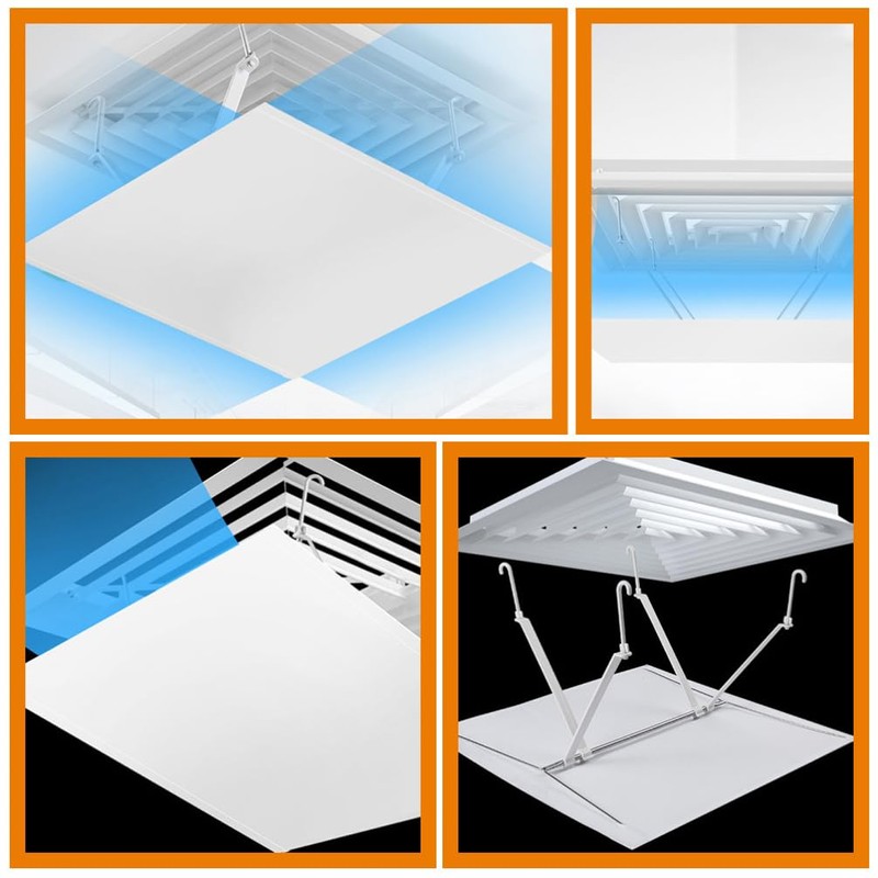 TEHAUX Air Conditioner Vent Deflector - Square 35x35cm White Ceiling