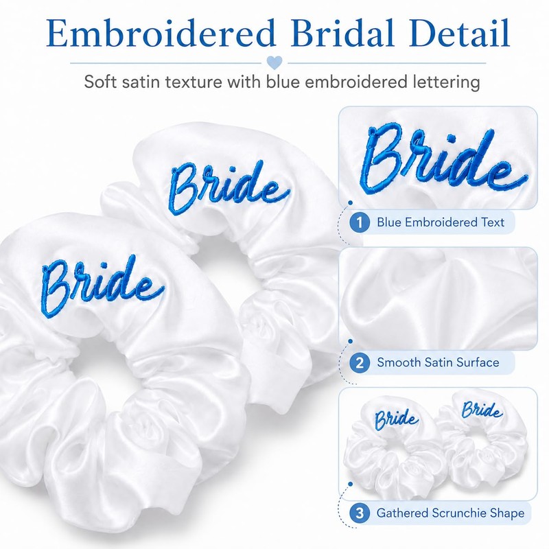 2 Pcs Bride Hair Solid Scrunchies for Women Accessories to