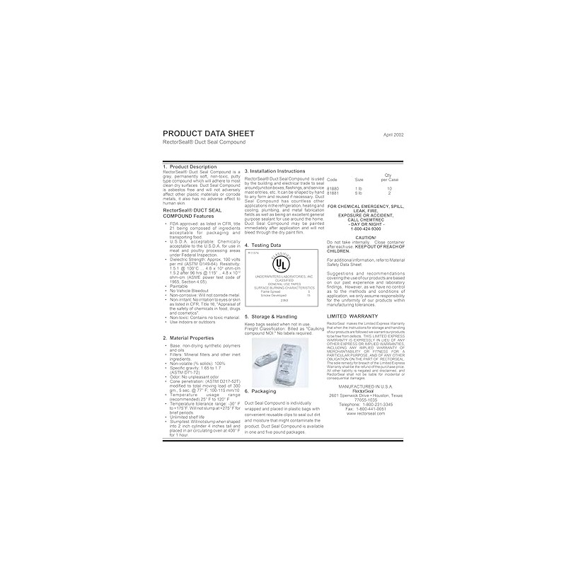 RectorSeal Duct Seal 81881 Duct Seal Compound, Easy Application, HVAC,