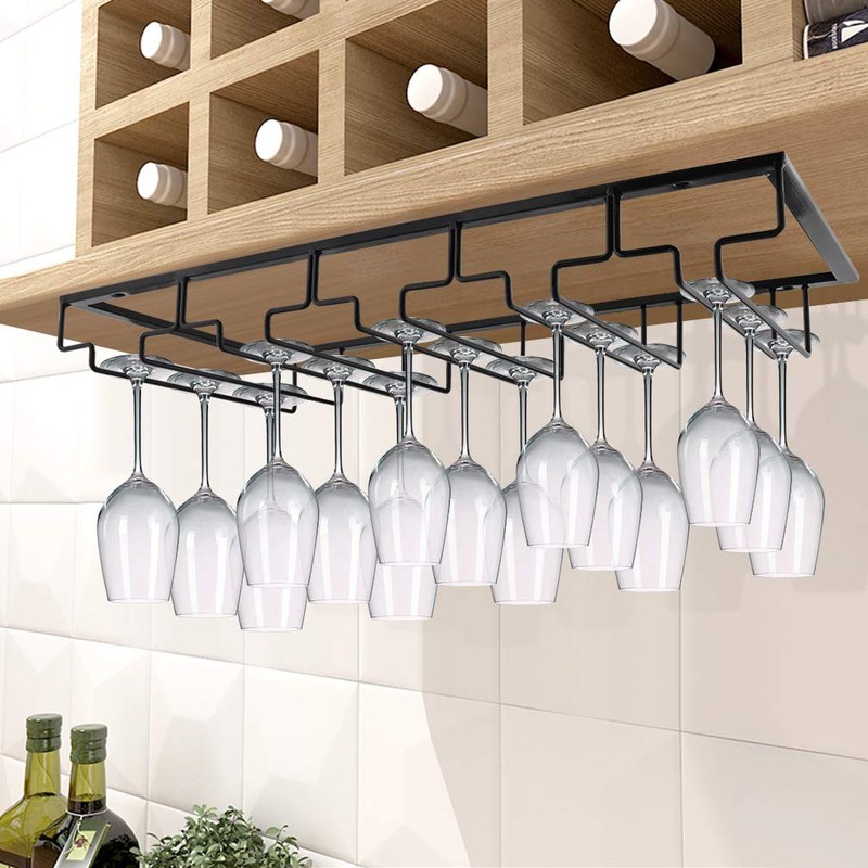 MOCOUM Wine Glasses Rack Under Cabinet Stemware Rack,Wine Glass Hanger