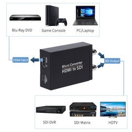 HDMI to SDI, HDMI to SDI Converter Two SDI Output Audio Embedder Support HDMI 1.3, 3G/ HD-SDI Auto Format Detection Extender for Camera CCTV (Black)