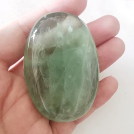 Manekieko Natural Green Fluorite Worry Stones Oval Palm Pockets Healing Crystal Massage Spa Energy Stone