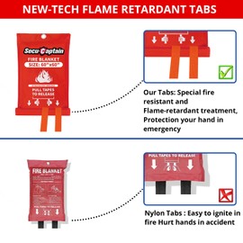 SecuCaptain Emergency Fire Blanket for Home - 60"x60" X-Large 4 Pack Flame Retardant Blankets with Fireproof Tabs for House Camping Kitchen Fire Protection Survival Safety