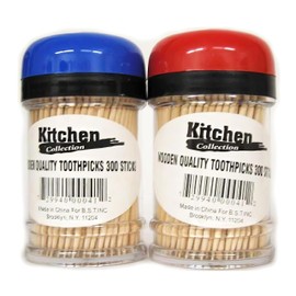 Toothpicks In Dispenser - 300 Premium Wooden Food Picks | Disposable & Eco-Friendly Design for Easy Party Snacking and Elegant Home Dining