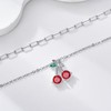 MONGAS Cherry Necklace 925 Sterling Silver Red Fruit Paperclip Necklace