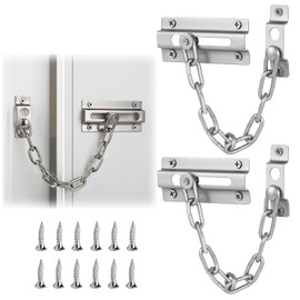 2 Pcs Door Chain, Door Lock, Door Chains for Front Door, Internal Door Lock, Door Chain Lock for Child Proof Latch Lock, Additional Privacy and Security for Home(Silver)