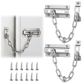 2 Pcs Door Chain, Door Lock, Door Chains for Front Door, Internal Door Lock, Door Chain Lock for Child Proof Latch Lock, Additional Privacy and Security for Home(Silver)