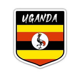 Squiddy Uganda Flag Shield - Vinyl Sticker for Car, Laptop, Notebook (5" high)