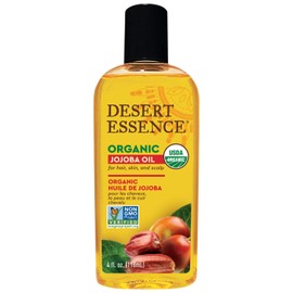 Desert Essence Jojoba Oil - 4 Fl Ounce - Moisturizer for Face, Skin, Hair - Cleanses Clogged Pores - May Prevent Scalp Flakiness - Fights Skin Infections - USDA - Suitable for Sensitive Skin