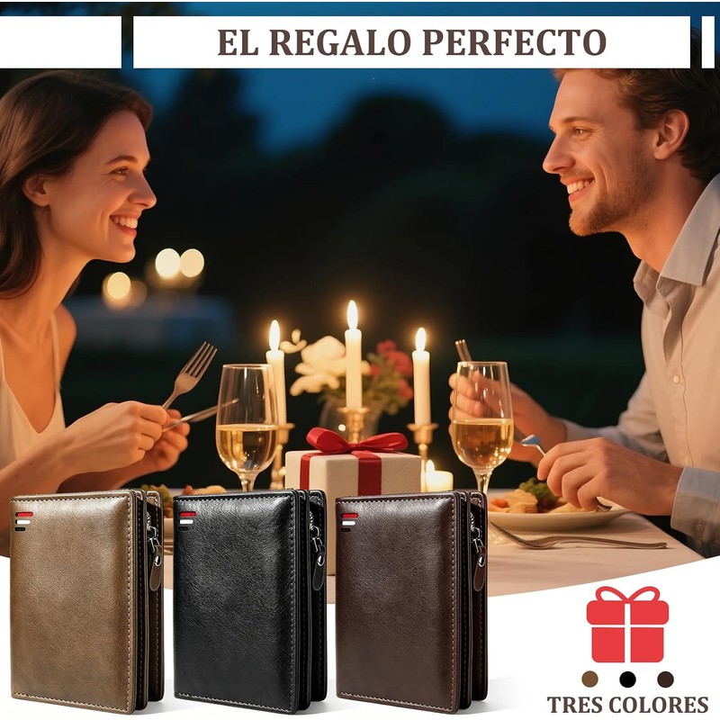 Cartera para hombre con RFID y 11 ranuras – Cuero