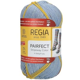 Regia Pairfect Sock Yarn (Stripeway Color 2297 - Jeans-Sky-Brick)