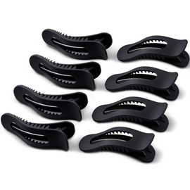 Cptots 8 Pcs Large French Flat Hair Clip for Women Strong Hold Lay Flat Claw Clips for Thick Thin Hair Non Slip Rectangle Alligator Barrettes,Matte Black