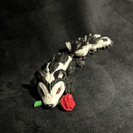 3D Printed Love Skunk w/Heart Eyes & Red Rose to Capture Your Heart