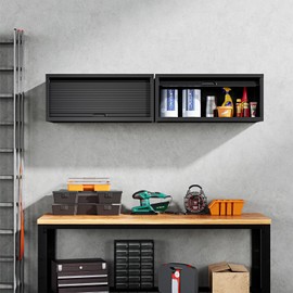 Yizosh Metal Garage Wall Cabinet with Recessed Handle,Wall Mounted Metal Garage Storage Cabinet,Floating Garage Tool Cabinet for Kitchen,Basement,Garage,Warehouse