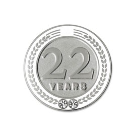 PinMart 22 Years of Service Award Employee Recognition Gift Lapel Pin - White 1 Piece – 1 Piece