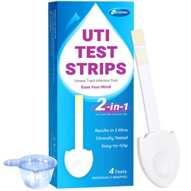 4 Pack UTI Test Strips, Urinary Tract Infection Test Kit for Women Men, Accurate Result in 2 Minutes, Monitor Bladder Health at Home, Clinically Tested, Easy to Grip, Individually Wrapped