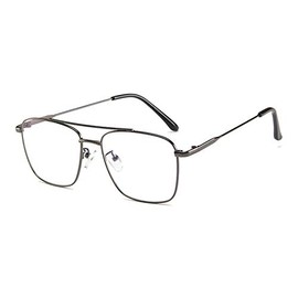 TECH-LINE-DIRECT Adult Fashion Metal Square Grey Glasses Frames The Factory Wholesale Double Beam Eyeglass Frames Men Retro Literature Eyewear 3076
